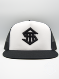 THS Oreo White / Black Logo Flatbill Snapback