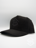 THS Black/Black Logo Outline suede curved bill snapback