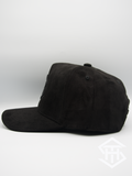 THS Black/Black Logo Outline suede curved bill snapback
