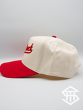 Hatshack cream/red curved bill ball cap