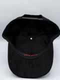 THS Red/Black Logo Outline suede curved bill snapback