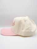 HatShack Cream/Fossil/Pink Outline Logo 2 Baseball Snapback