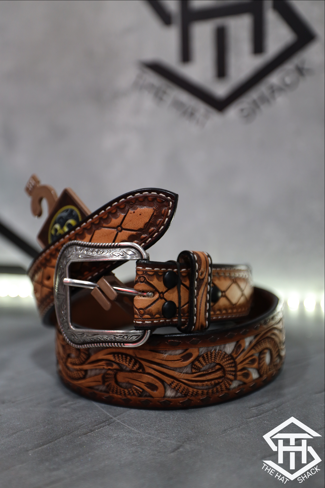 3D Belt Company Hand Tooled Cow Hide Belt