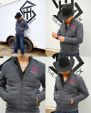 THS Grey / Burgundy Logo Low Profile Puffer Jacket