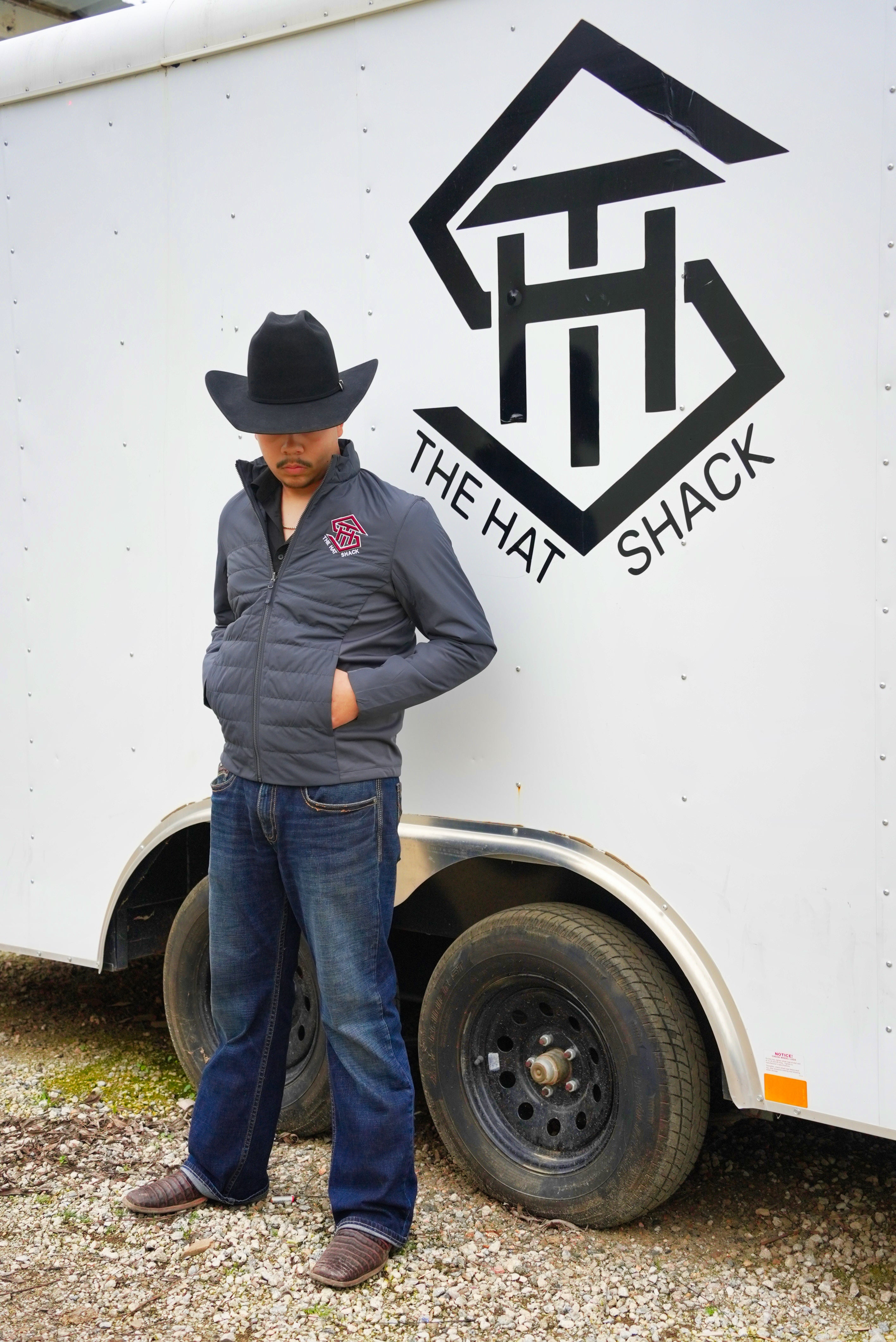 THS Grey / Burgundy Logo Low Profile Puffer Jacket