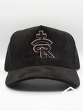 RLP Black/ Tan outline suede curved bill snapback