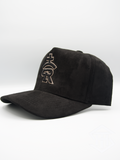 RLP Black/ Tan outline suede curved bill snapback