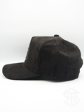 RLP Black/ Tan outline suede curved bill snapback