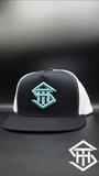 THS SnapBack 14 Black/White & Turquoise logo