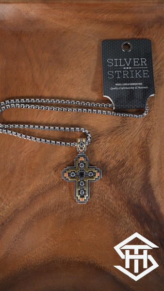 Silver Strike " Gold Cross " Necklace