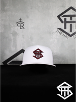 THS SnapBack 16 White & Burgundy Logo Flatbill Snapback