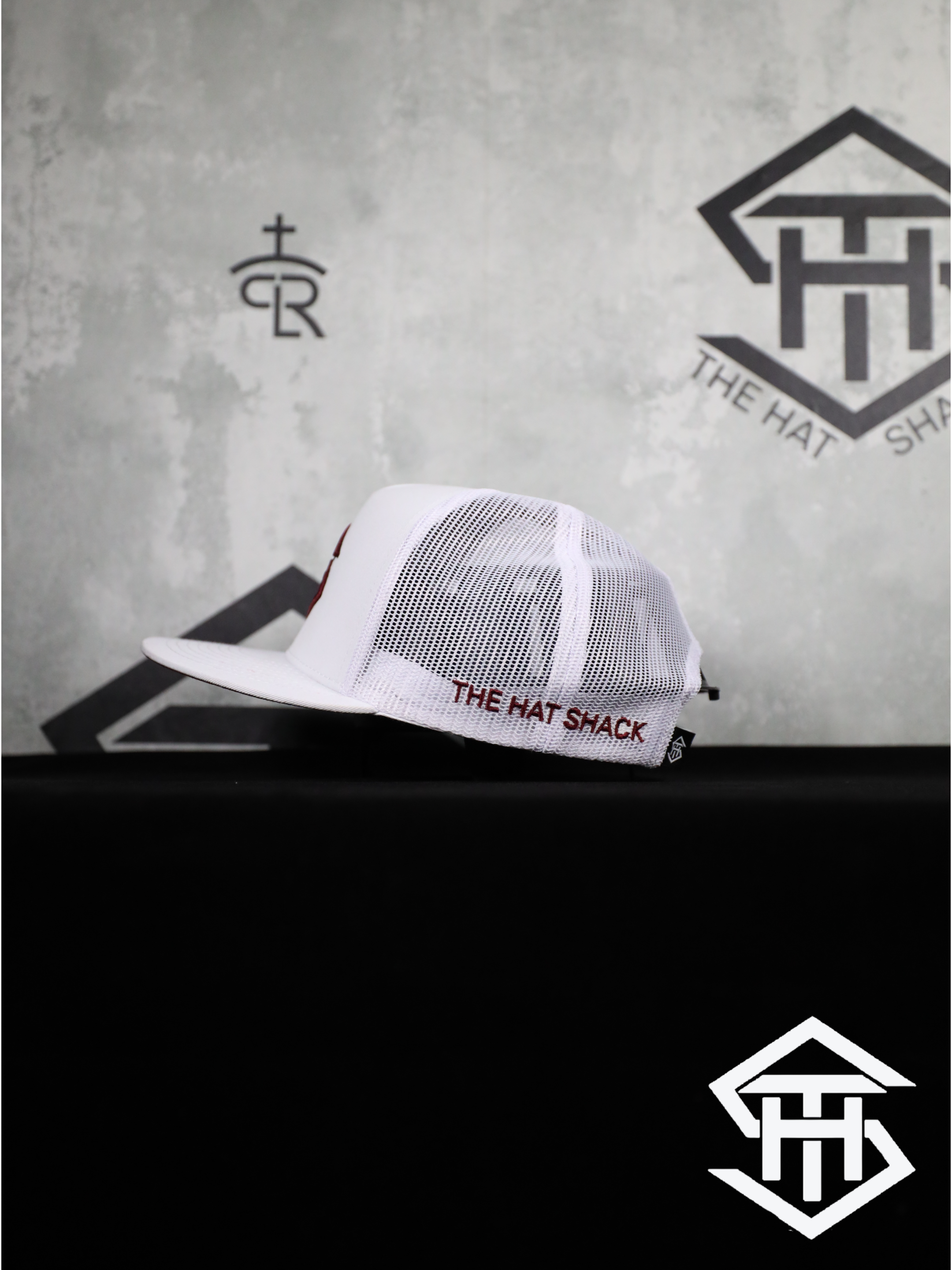 THS SnapBack 16 White & Burgundy Logo Flatbill Snapback