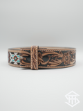 Tooled Beaded Belt 05 1.5” Wide