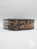 Tooled Beaded Belt 04 2” Wide