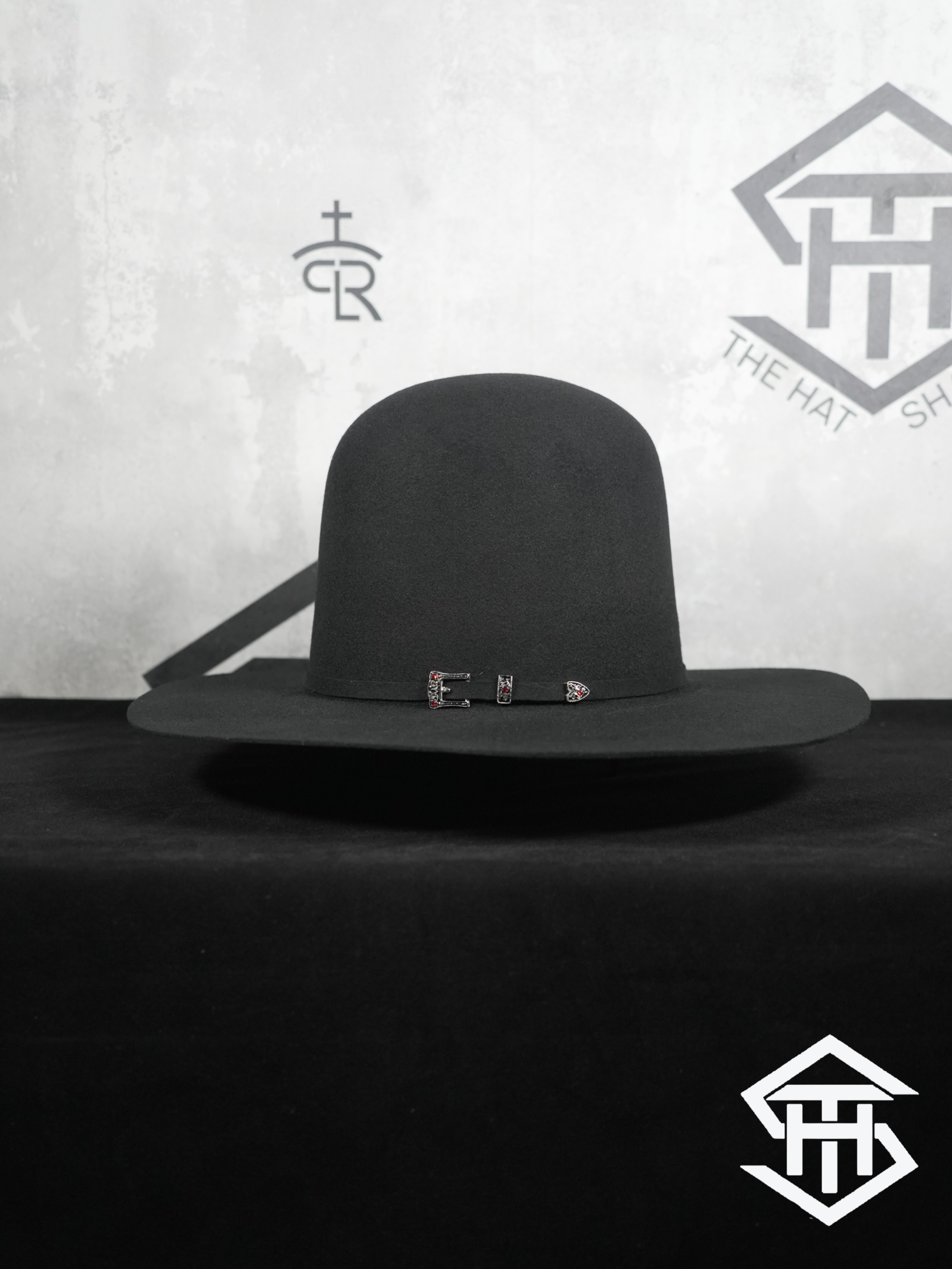 4x Stone Black 7in. Crown / 4in. Brim Wool Felt