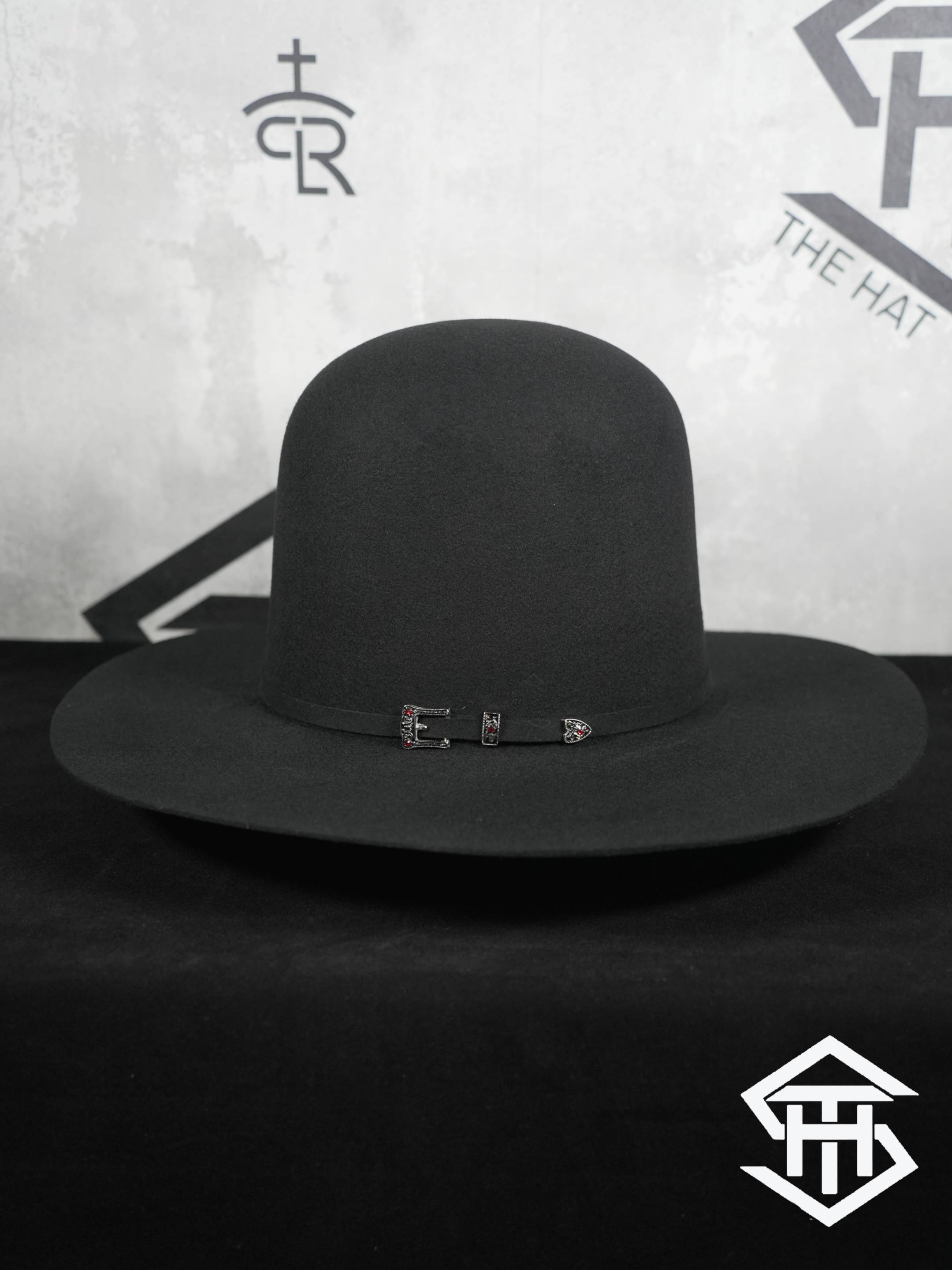 4x Stone Black 7in. Crown / 4in. Brim Wool Felt