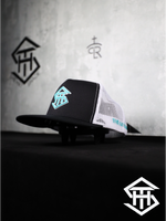THS SnapBack 14 Black/White & Turquoise logo