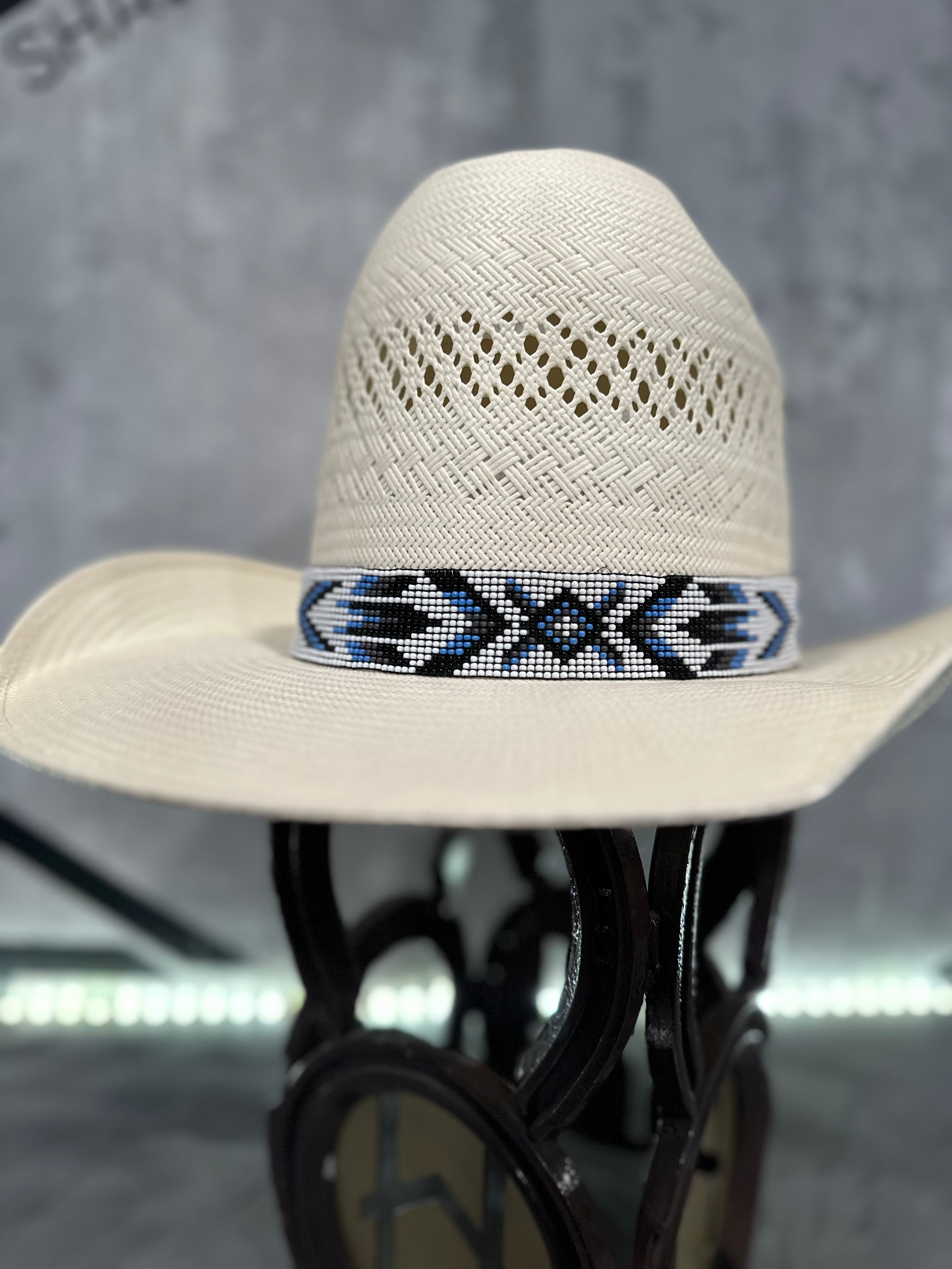 Elastic Beaded Hatband 015  1-1/8” Wide