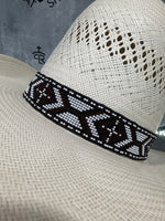 Elastic Beaded Hatband 013  1.25” Wide