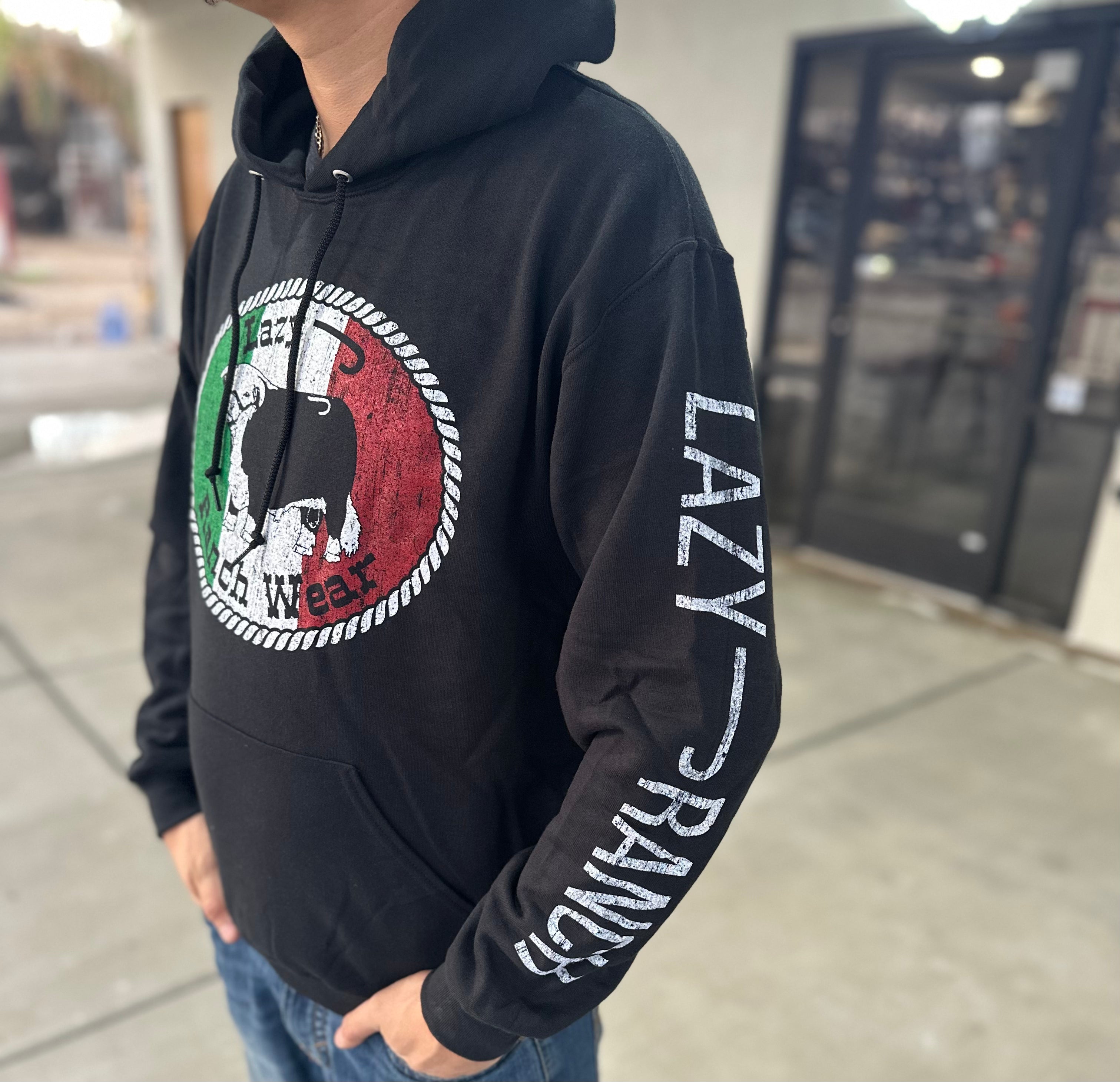 Lazy J Ranch Wear Original Buckle Mexico Elevation Hoodie - Black