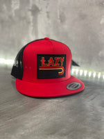 Lazy J Ranch Wear Red & Black 4” Fire J Cap