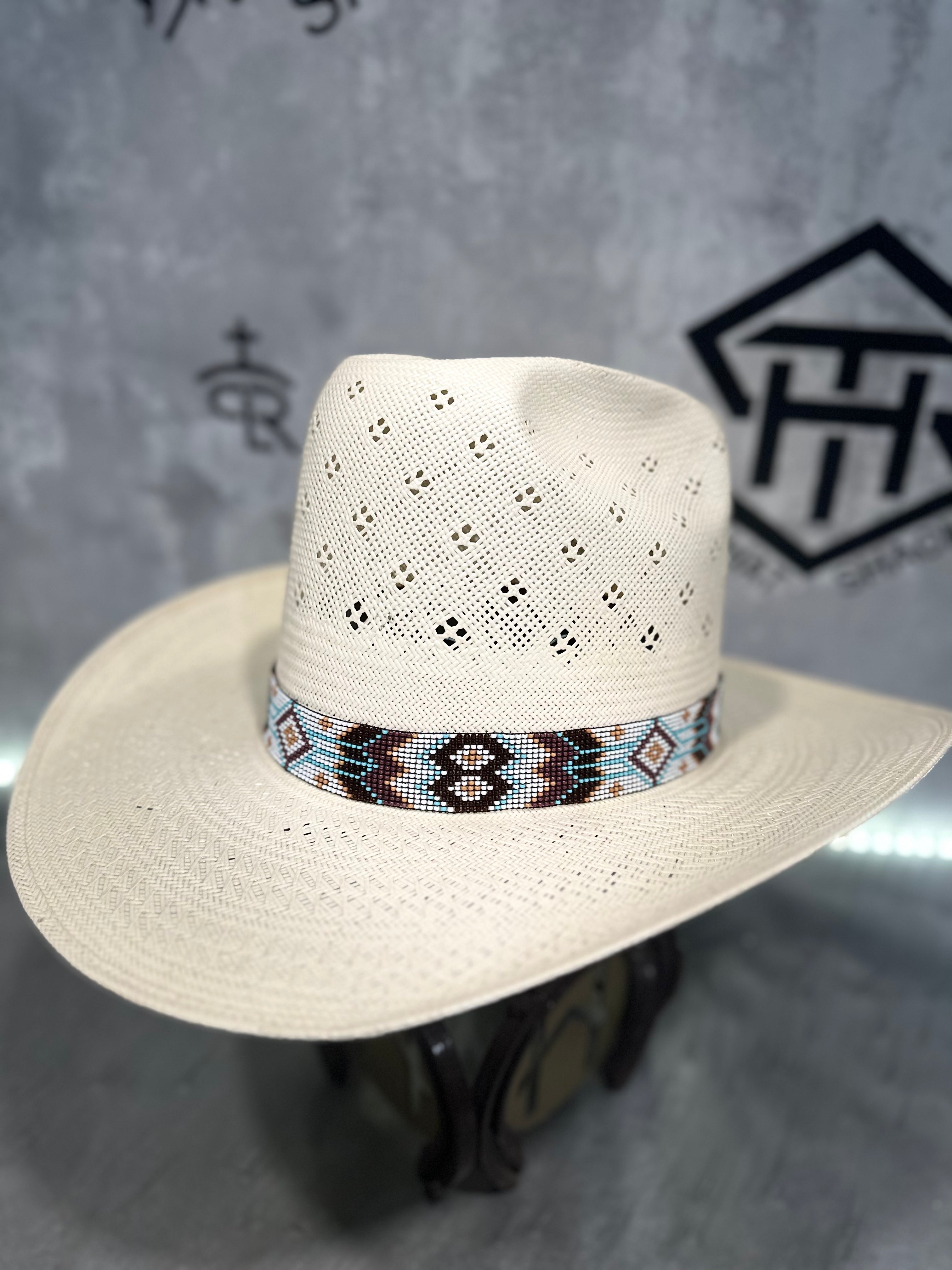 Elastic Beaded Hatband 002  1” Wide