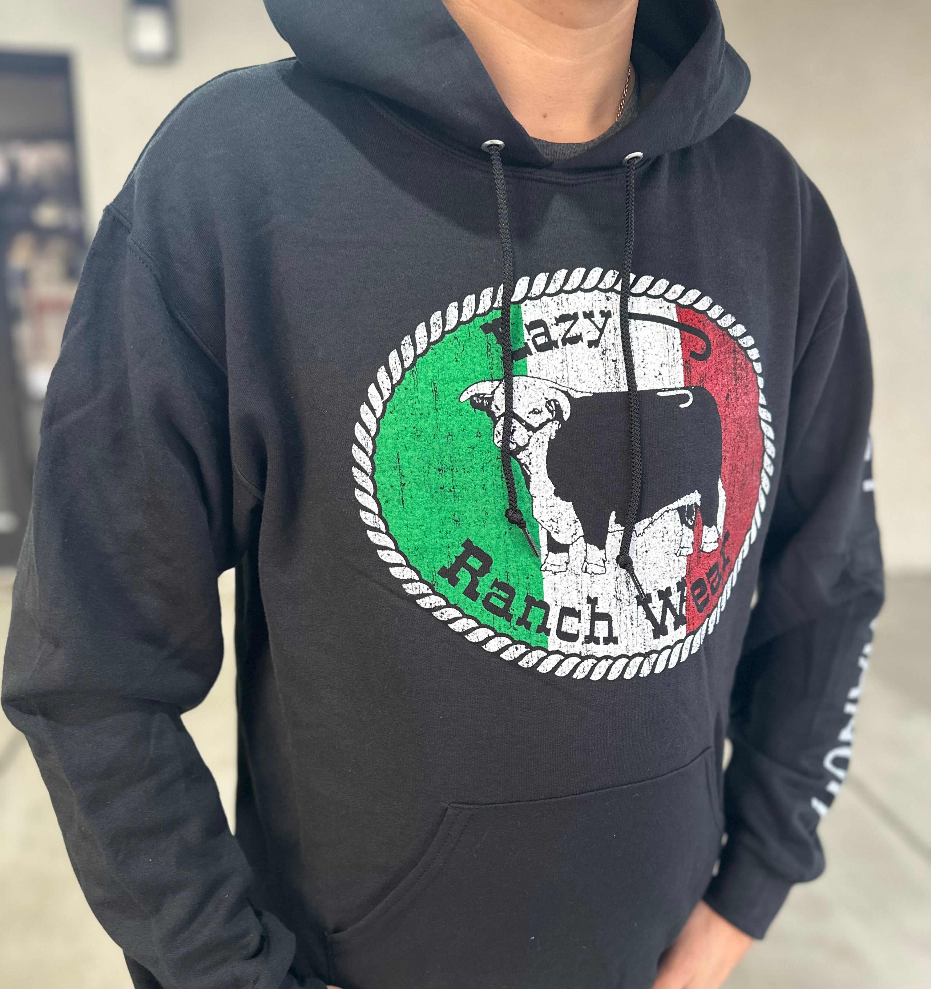 Lazy J Ranch Wear Original Buckle Mexico Elevation Hoodie - Black