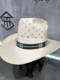 Elastic Beaded Hatband 003.  1” Wide
