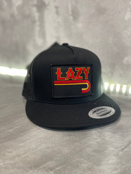 Lazy J Ranch Wear Black & Black 4” Fire J Patch Cap