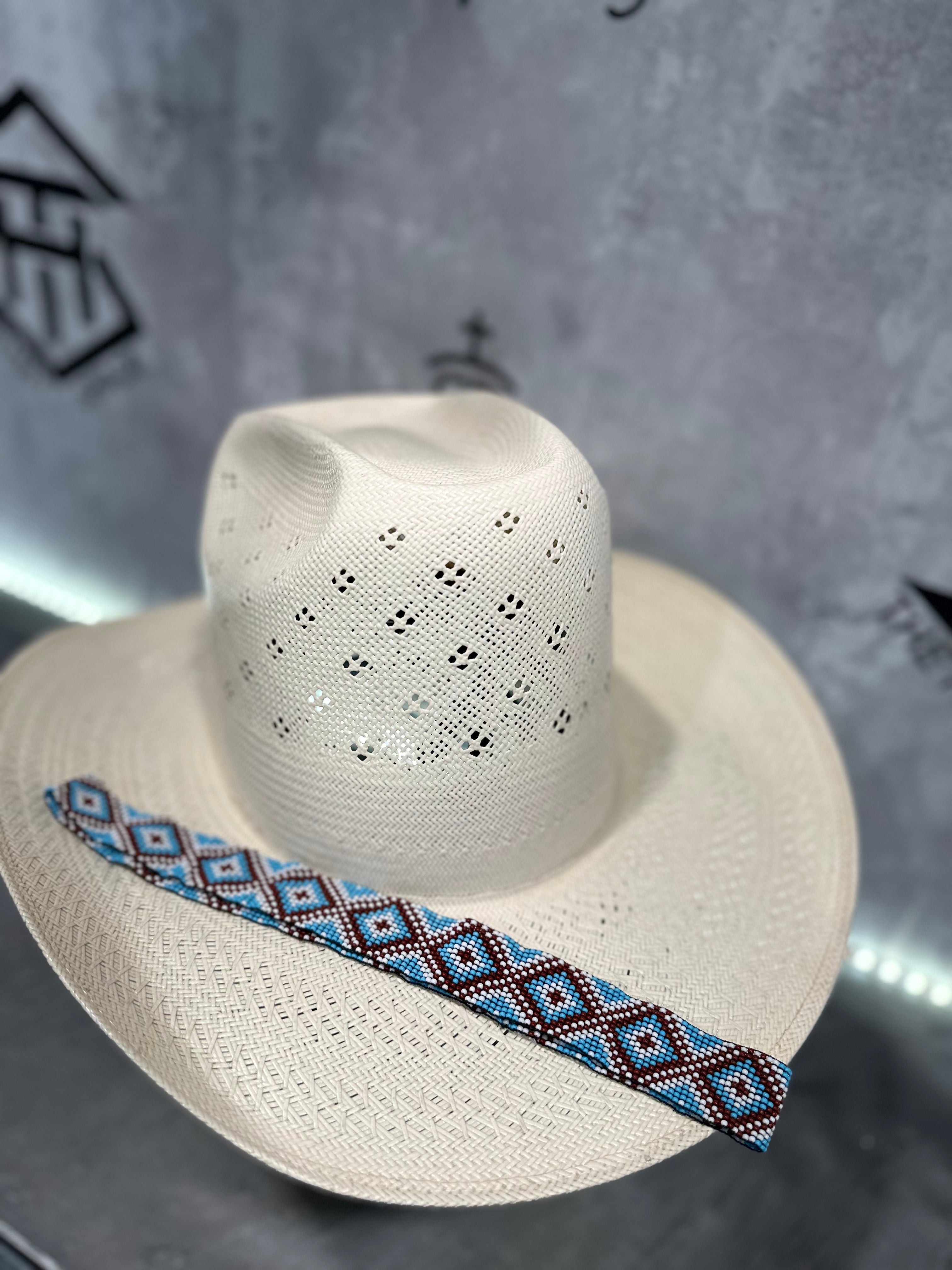 Elastic Beaded Hatband 001  1” Wide